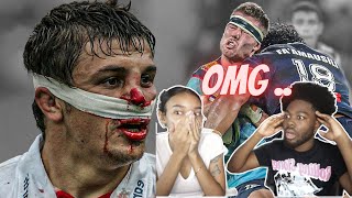 AMERICANS REACT TO BIGGEST RUGBY HITS [upl. by Amary]