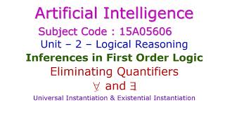 Inference in First Order Logic FOLEliminating QuantifiersUniversal amp Existential Instantiation [upl. by Docile549]