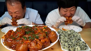 우족찜 매콤하게 요리한 우족찜에 주먹밥까지 Braised spicy cow foot amp Rice balls 요리amp먹방  Mukbang eating show [upl. by Yelraf688]