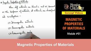 Class 12 Physics  Magnetic Properties  1 Magnetic Properties of Materials For JEE amp NEET [upl. by Gazo]