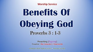 Benefits Of Obeying God Proverbs 313  Preaching Tagalog  Filipino [upl. by Katee]