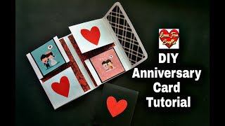 How to Make Anniversary Card  DIY Anniversary Greeting Card  DIY Paper Craft [upl. by Syla]