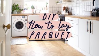 How To Lay a Parquet  Solid Oak Herringbone Floor  DIY [upl. by Eitsyrhc69]