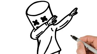 How to Draw Marshmello Dabbing Step by Step [upl. by Mihalco]