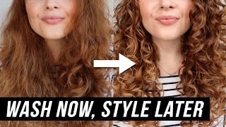 WASH NOW STYLE LATER  EASY CURLY HAIR ROUTINE [upl. by Cerell]