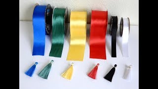 DIYSATIN RIBBON TASSELS COMO HACER BORLAS CON CINTA [upl. by Aihtnyc]