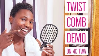 Twist Comb on Natural 4C Hair  Product Review and Demo [upl. by Ecirtak]