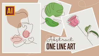 HOW TO MAKE A ONE LINE ART DESIGN  FACE ROSE TROPICAL LEAF ADOBE ILLUSTRATOR TUTORIAL [upl. by Josler428]