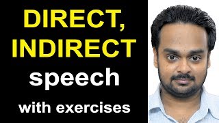 Direct Indirect Speech Narration  Reported Speech  English Grammar  with Exercises amp Quiz [upl. by Wolfram]