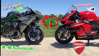 Ducati V4 Superleggera vs Kawasaki ninja H2R  Roll race 60 to  YES this is an H2R 🤯 [upl. by Aerdnaed]