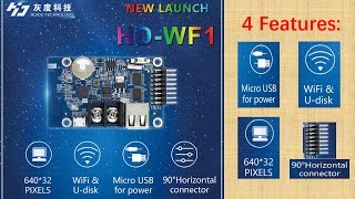 Huidu HDWF1 new WiFi Controller for 1 line HUB75E LED Full Color Display [upl. by Dash]