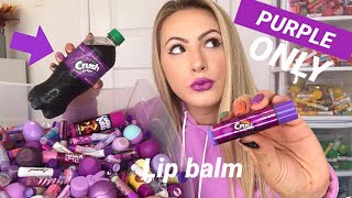 🍇💜 My PURPLE Lip Balms Choose what I eat for 24 Hours [upl. by Nert15]