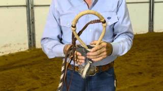 Dennis Moreland Tack Tying a Mecate to a Bosal [upl. by Rawna]