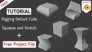 Rigging Default Cube with Squeeze and Stretch  blender 29 [upl. by Cirdek847]