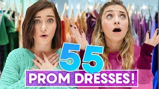 We Tried On 55 PROM DRESSES [upl. by Ahsirt]