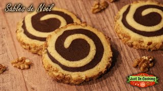 ❅ Recette de Sablés Spirales de Noël Chocolat Fève Tonka et Noix ❅ [upl. by Carpio]