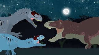 Dinosaurs cartoons battles Tyrannosaurus Rex vs Allosaurus DinoMania [upl. by Neehar]