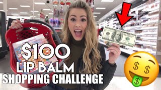 100 LIP BALM SHOPPING CHALLENGE [upl. by Aicirtap]