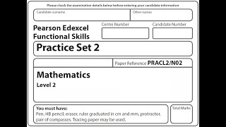 Functional Skills Maths L2 Practice Paper 2 Pearson Edexcel Complete [upl. by Appledorf]