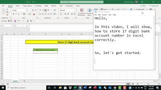 Excel store 17 digit bank account number correctly [upl. by Chien735]