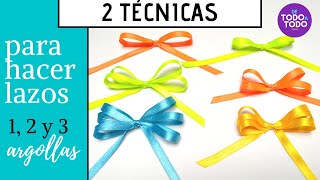 🎀Cómo hacer LAZOS con cinta de TELA fácil Moño con las MANOS fácil 12 y 3 argollas Listón [upl. by Edras]