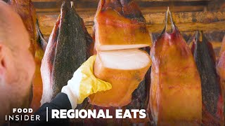 How Icelandic Fermented Shark Is Made  Regional Eats  Food Insider [upl. by Angelique]