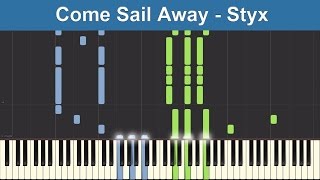 Come Sail Away  Styx  Synthesia Piano Tutorial [upl. by Ansley]