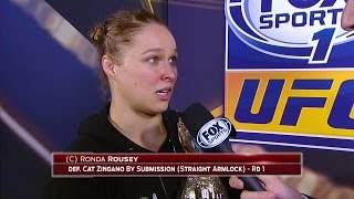 Ronda Rousey reacts after dominating Cat Zingano [upl. by Einamrej659]