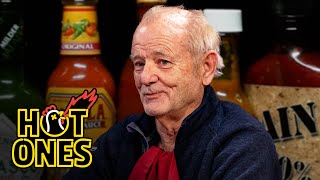 Bill Murray Doesn’t Flinch While Eating Spicy Wings  Hot Ones [upl. by Hollister325]