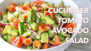 Salads Cucumber Tomato Avocado Salad Recipe  Natashas Kitchen [upl. by Pogah]