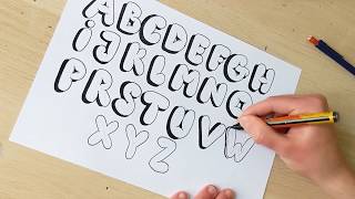 How To Draw Bubble Letters EASY  Step By Step Tutorial [upl. by Adamsun]