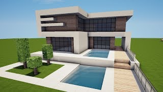 MODERNES HAUS mit POOL in MINECRAFT bauen TUTORIAL HAUS 169 [upl. by Oneil]