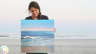 How to Paint in Acrylics  Ocean Painting Tutorial [upl. by Dever380]