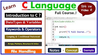 C Programming Full Course Hindi  Learn Coding [upl. by Aicilev188]