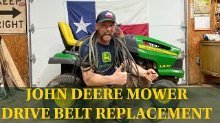 John Deere Transmission Drive Belt Replacement  LA145 [upl. by Oiramat]