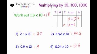 Multiplying by 10 100 1000  Primary [upl. by Idnyl]