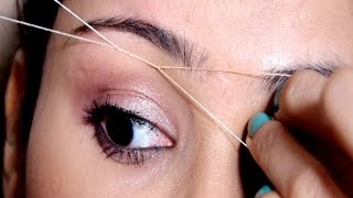 Painless Eyebrow Threading Tutorial At Home Useful Tips  SUPER EASY [upl. by Anavahs]