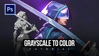 EASIEST GRAYSCALE TO COLOR DIGITAL PAINTING TUTORIAL [upl. by Aroled]