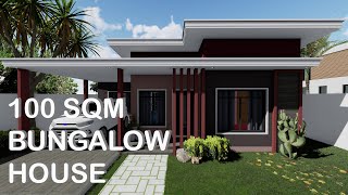 100 SQM BUNGALOW HOUSE DESIGN  Konsepto Designs [upl. by Heurlin]