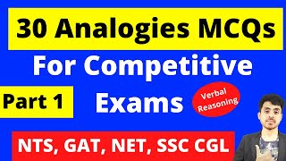 Analogies MCQs  Verbal Reasoning Analogies Tricks For NTS and All Competitive Exams Part 1 [upl. by Hcelemile263]