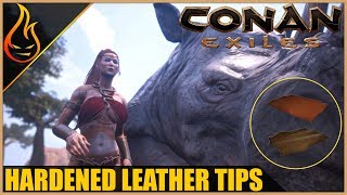 Easy Hardened Leather And Thick Leather Conan Exiles 2018 Beginner Tips [upl. by Luckett]