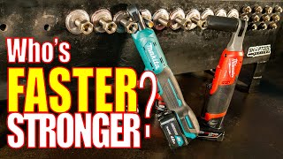 High Speed Cordless Ratchet Battle Milwaukee vs Makita FASTEST [upl. by Ecinrev]