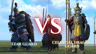 WARHAMMER III Total War  Tzar Guard VS Celestial Dragon Guard [upl. by Sherrill741]