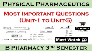 important question of physical pharmaceutics  B pharma 3rd sem  Carewell Pharma [upl. by Altman]