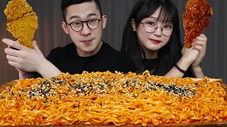 가르마님과 닭다리 제대로 한번 뜯어봤어요🍗 불닭볶음면 치킨 먹방 SPICY CHICKEN NOODLES amp FRIED CHICKEN MUKBANG  EATING SOUNDS [upl. by Lianna]