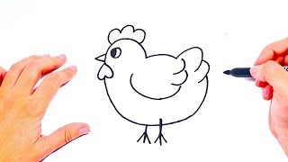 How to draw a Hen Step by Step  Farm Animals Drawings [upl. by Fiedling]