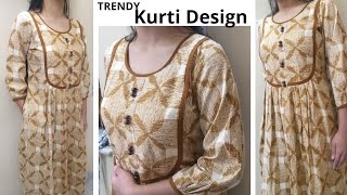 Stylish Pleated Kurti Design with Yoke PatternPocketCutting and StitchingDIYFull Tutorial [upl. by Aivyls]