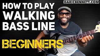 How to Play A Walking Bass Line Lesson  Bass Guitar for Beginners  251 progression [upl. by Eralc]