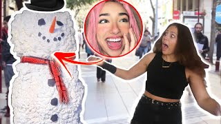 SCARY SNOWMAN PRANK IN PUBLIC HIDDEN CAMERA [upl. by Nitsew]