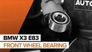 How to change Front wheel bearing on BMW X3 E83 TUTORIAL  AUTODOC [upl. by Eadie390]